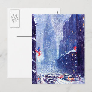 Manhattan Winter Scene.Fine Art Christmas Holiday Postcard