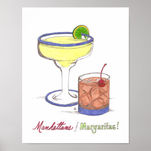 Manhattans & Margaritas Customizable Poster