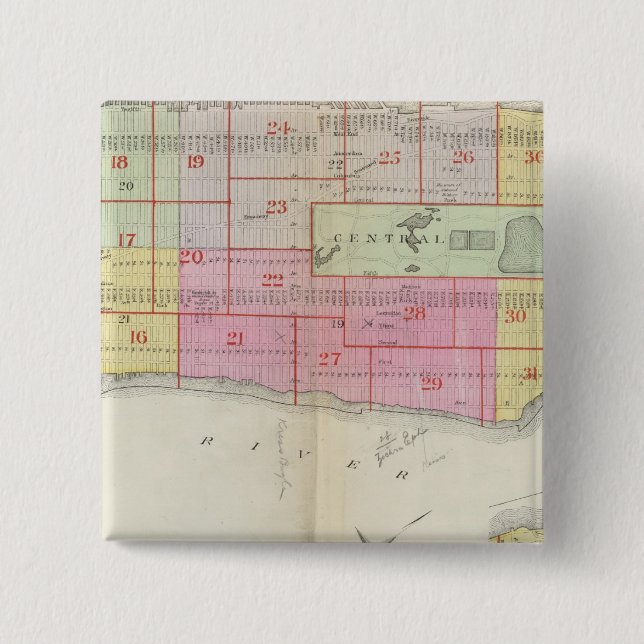 Manhatten, New York 10 2 Inch Square Button (Front)