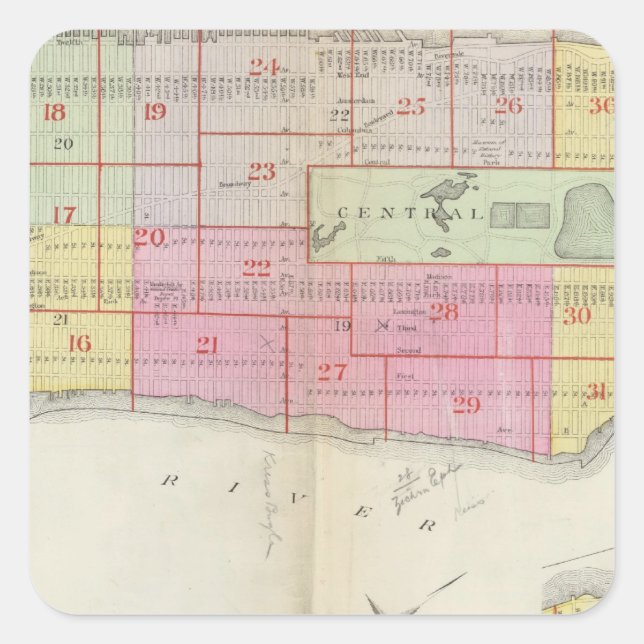 Manhatten, New York 10 Square Sticker (Front)