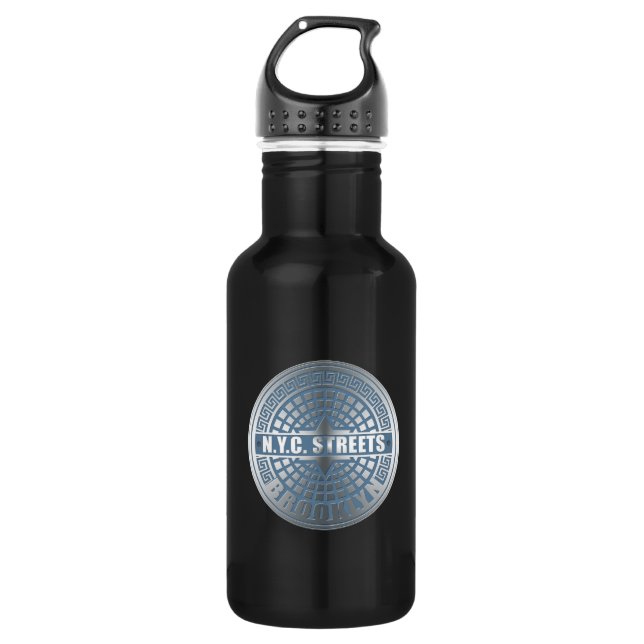 Manhole Cover Brooklyn Blue 532 Ml Water Bottle (Front)