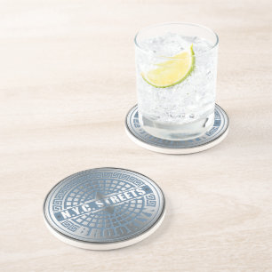 Manhole Cover Brooklyn Blue Coaster