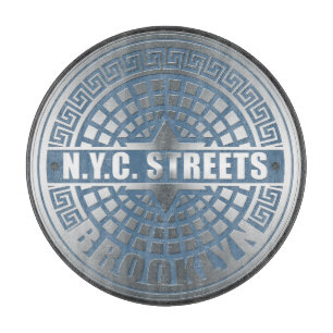 Manhole Cover Brooklyn Blue Cutting Board