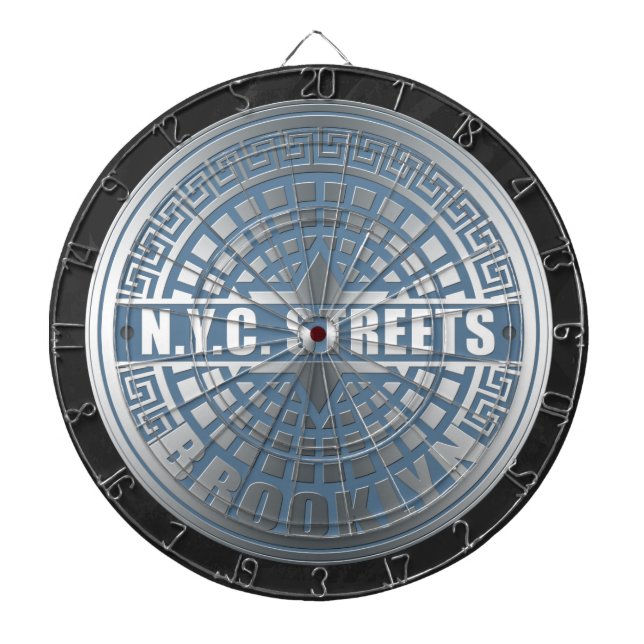 Manhole Cover Brooklyn Blue Dartboard (Front)