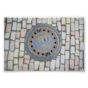 Manhole Cover, Prague Castle, Czech Republic Photo Print