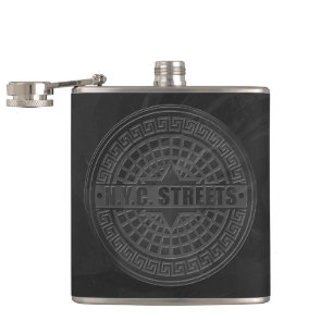 Manhole Covers Black Marble Hip Flask