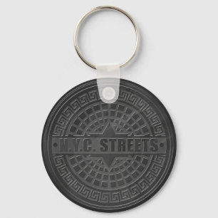 Manhole Covers Black Marble Keychain