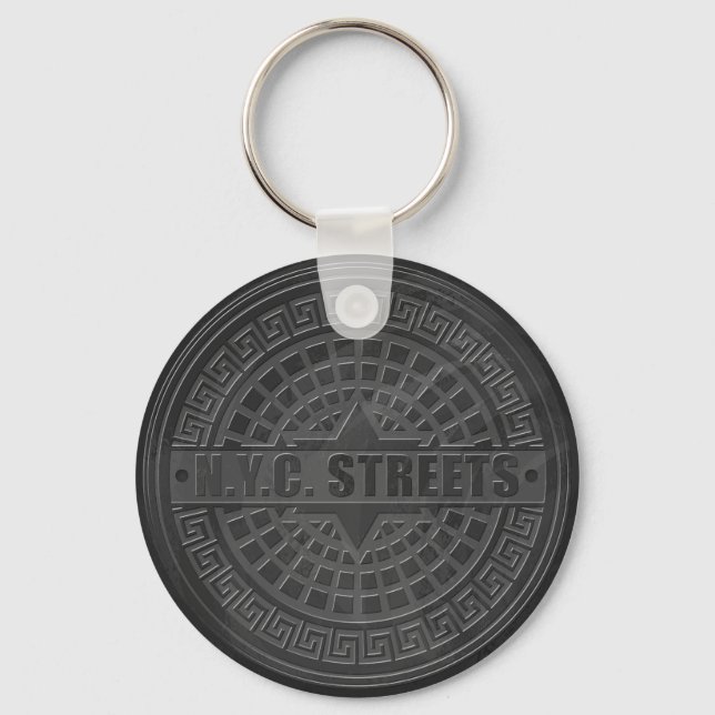 Manhole Covers Black Marble Keychain (Front)