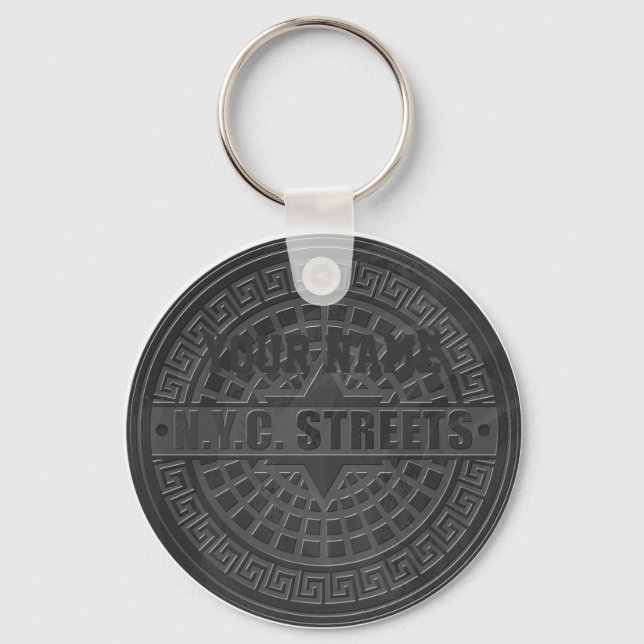 Manhole Covers Black Marble Keychain (Front)
