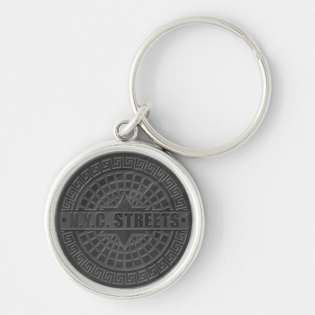 Manhole Covers Black Marble Keychain (Front)