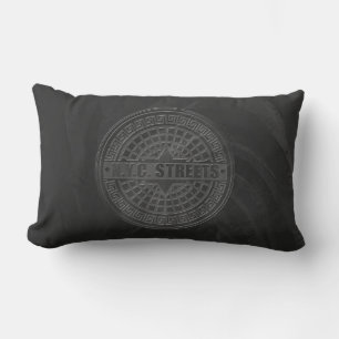 Manhole Covers Black Marble Lumbar Pillow