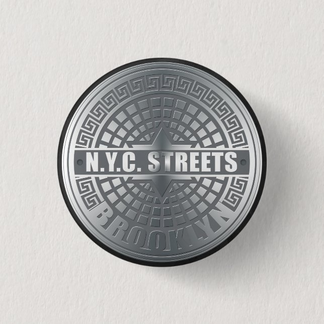Manhole Covers Brooklyn 1 Inch Round Button (Front)