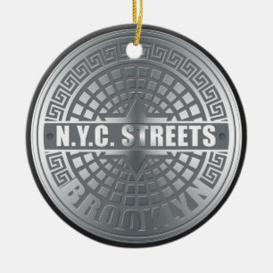 Manhole Covers Brooklyn Ceramic Ornament