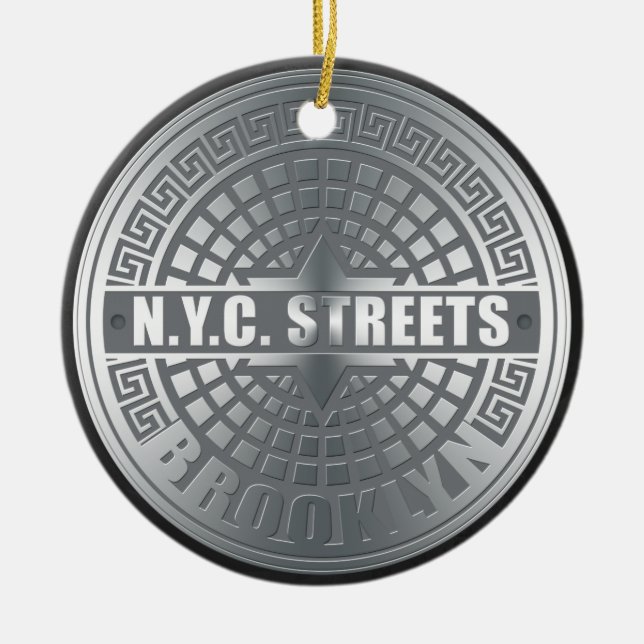 Manhole Covers Brooklyn Ceramic Ornament (Front)