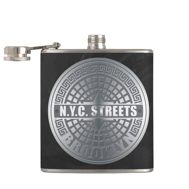 Manhole Covers Brooklyn Hip Flask (Opened)