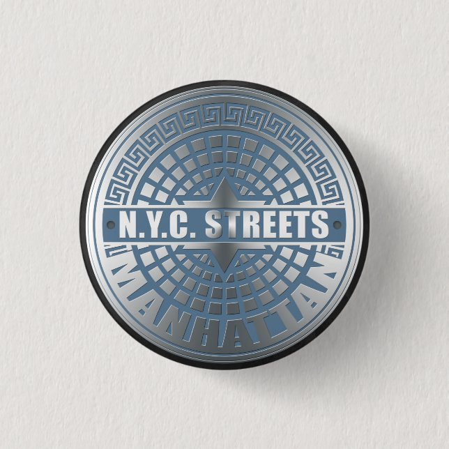 Manhole Covers Manhattan 1 Inch Round Button (Front)