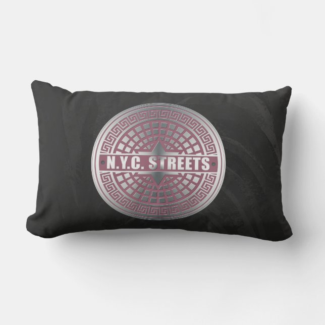 Manhole Covers NYC Lumbar Pillow (Front)