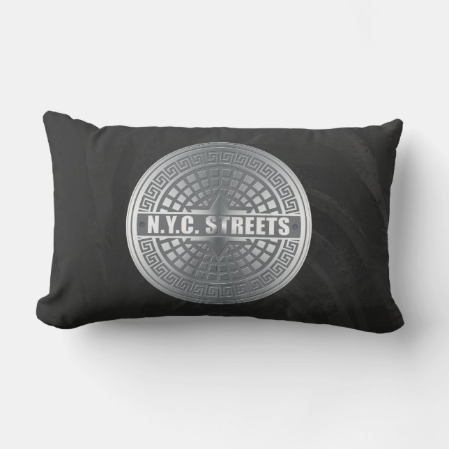 Manhole Covers NYC Lumbar Pillow (Front)