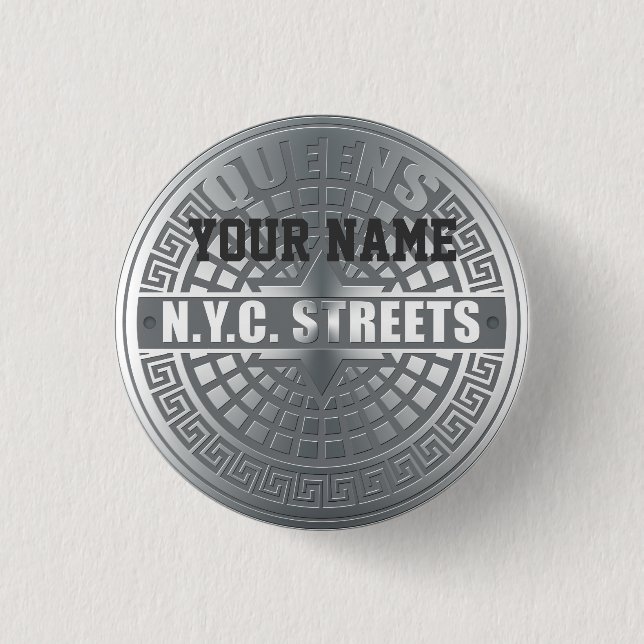Manhole Covers Queens 1 Inch Round Button (Front)
