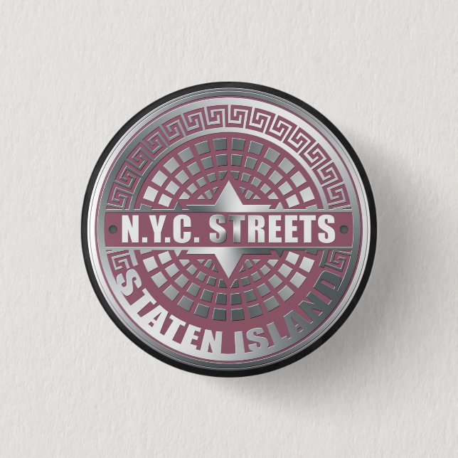 Manhole Covers Staten Island 1 Inch Round Button (Front)