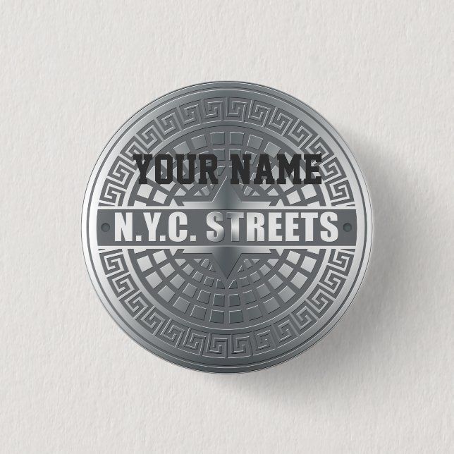 Manhole NYC 1 Inch Round Button (Front)