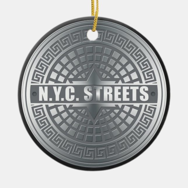 Manhole NYC Ceramic Ornament (Front)