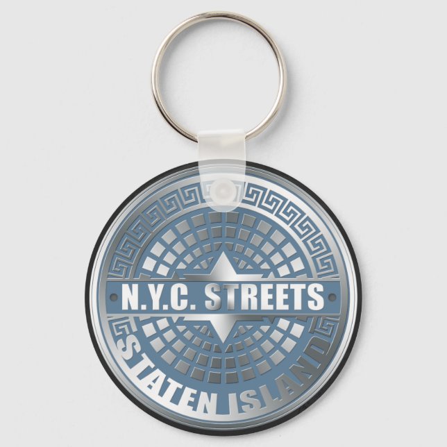 Manhole Staten Island Blue Keychain (Front)