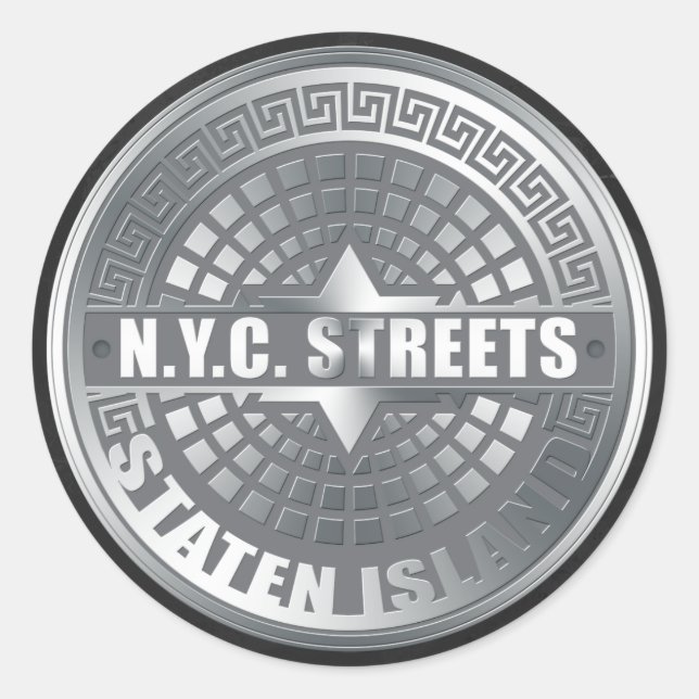 Manhole Staten Island Grey Classic Round Sticker (Front)