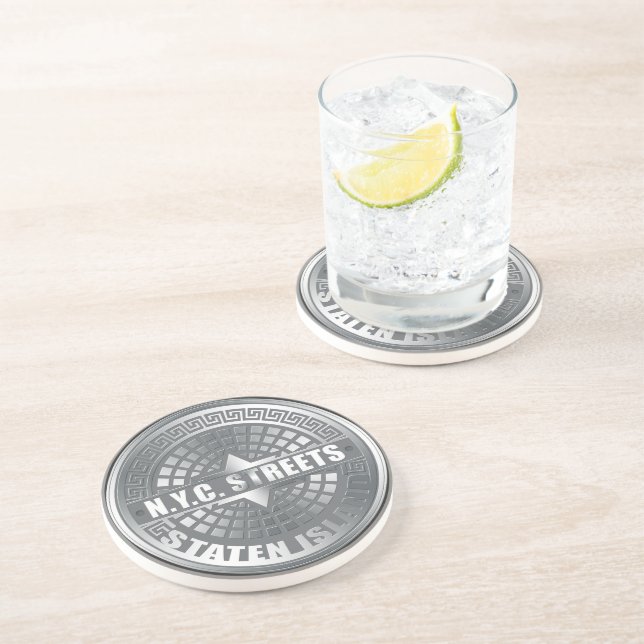 Manhole Staten Island Grey Coaster (Side)