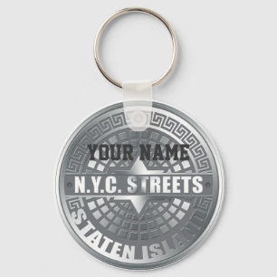 Manhole Staten Island Grey Keychain