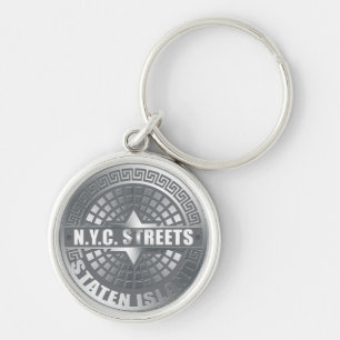 Manhole Staten Island Grey Keychain