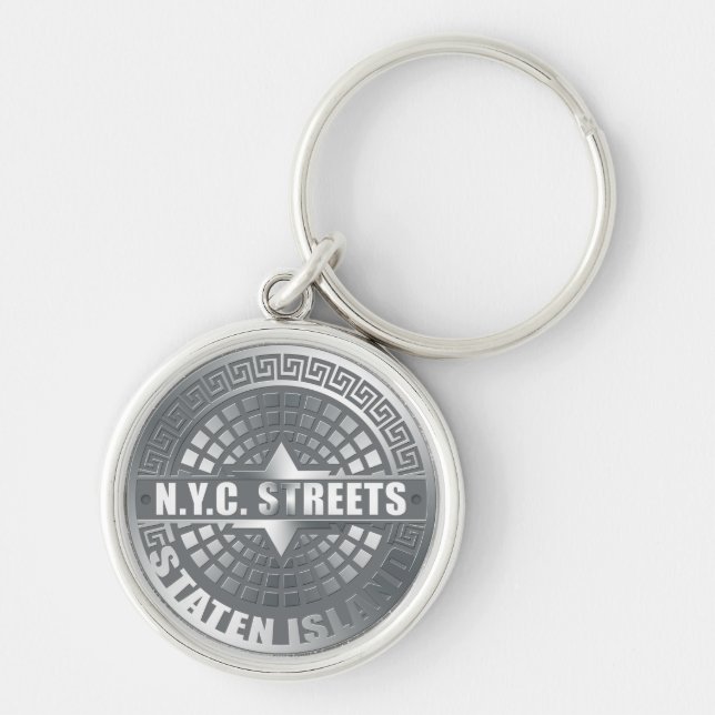 Manhole Staten Island Grey Keychain (Front)