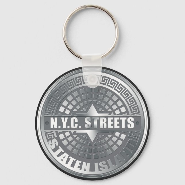 Manhole Staten Island Grey Keychain (Front)