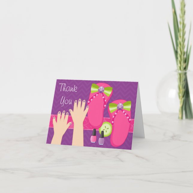 Mani Pedi Spa Birthday Party Thank You Card (Front)