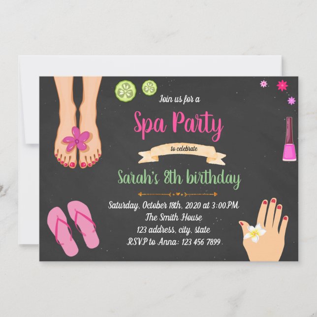 Mani pedi spa party invitation (Front)