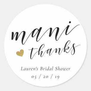 Mani Thanks Bridal Shower Nail Polish Favour Classic Round Sticker