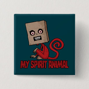 Maniacal Masked Monkey Spirit Animal 2 Inch Square Button
