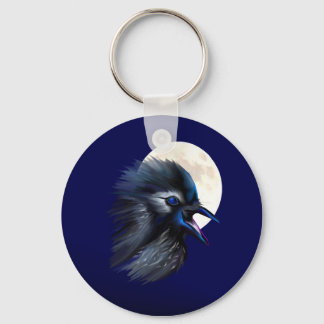 Manic Raven with Moon Keychain