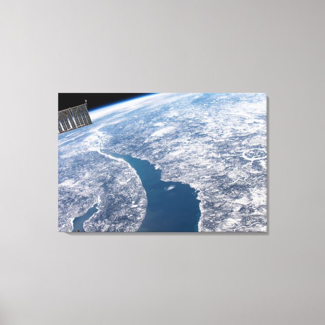 Manicouagan Crater And The St. Lawrence River Canvas Print (Front)