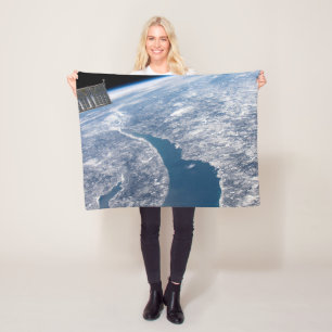 Manicouagan Crater And The St. Lawrence River Fleece Blanket
