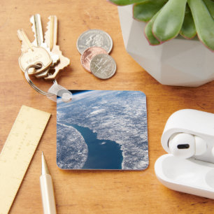 Manicouagan Crater And The St. Lawrence River Keychain