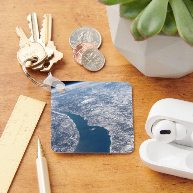 Manicouagan Crater And The St. Lawrence River Keychain (Desk)