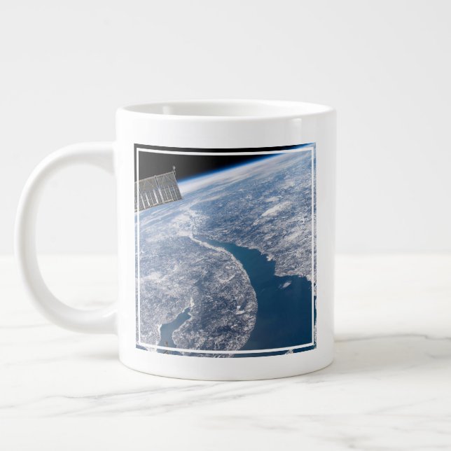 Manicouagan Crater And The St. Lawrence River Large Coffee Mug (Left)