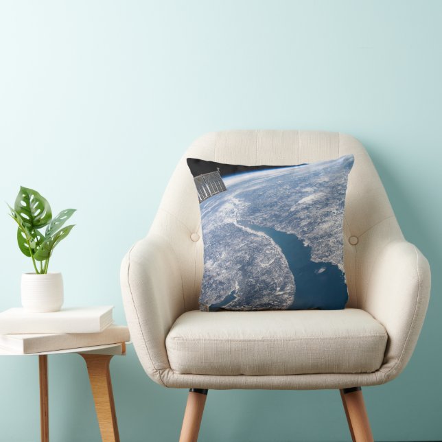 Manicouagan Crater And The St. Lawrence River Throw Pillow (Chair)