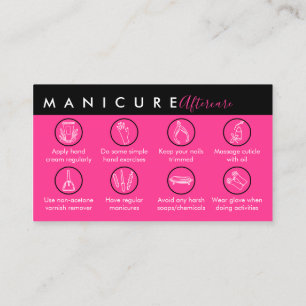 manicure aftercare tips Neon Pink Business Card