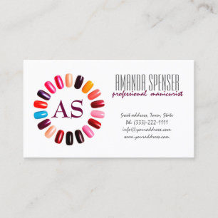 Manicure Colourful Nail Circle White Business Card