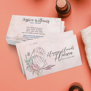 Manicure Hands and Flowers - Watercolor Business Card