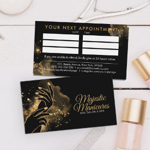 Manicure Hands - line art illustration - gold Business Card