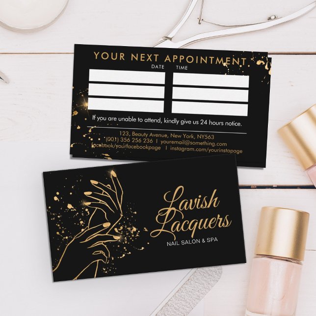 Manicure Hands - line art illustration - gold Business Card (Creator Uploaded)