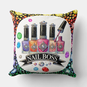 Manicure NAIL BOSS - See Back . Throw Pillow